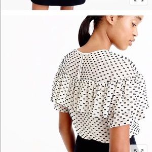 COPY - Beautiful J CREW EDIE ruffled blouse. Size 4. White with Black.